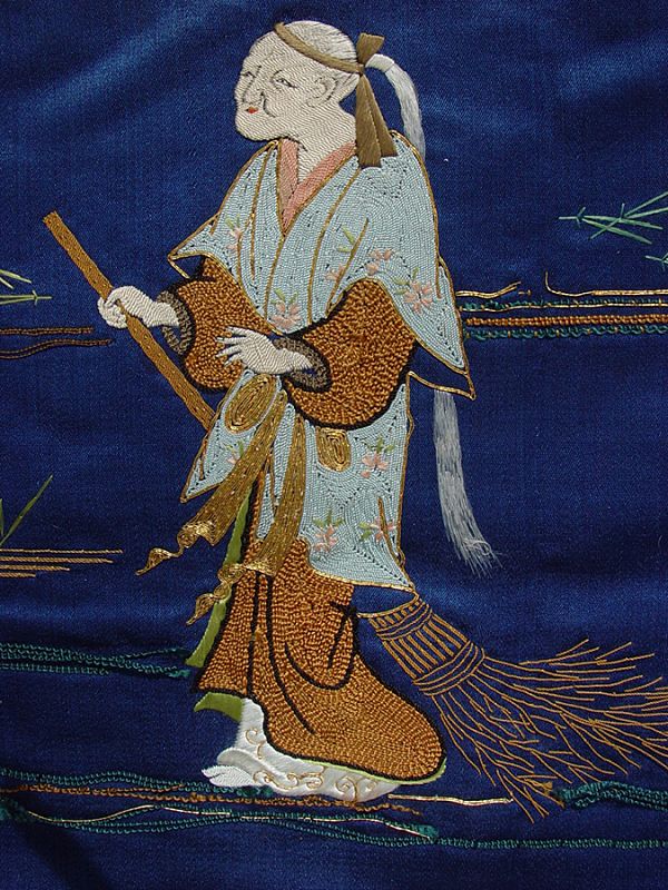 Antique Japanese Fukusa Gift Cover, Noh Takasago