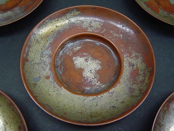 Old Copper Dish Set for Sencha, Tea Ceremony