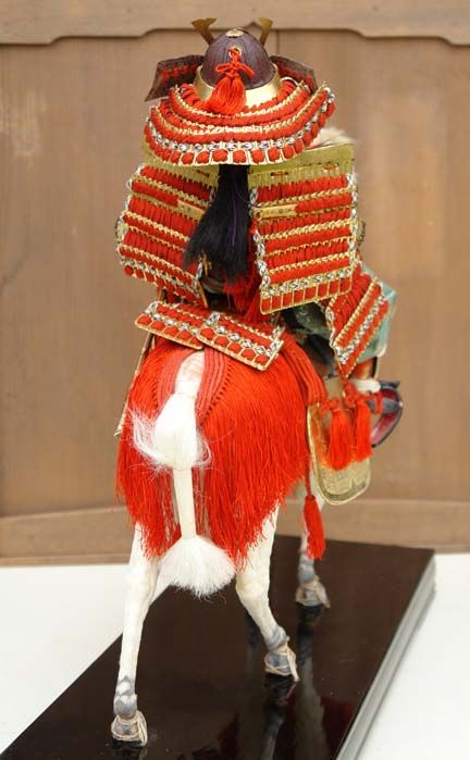 Large Antique Japanese Doll, Samurai on White Horse