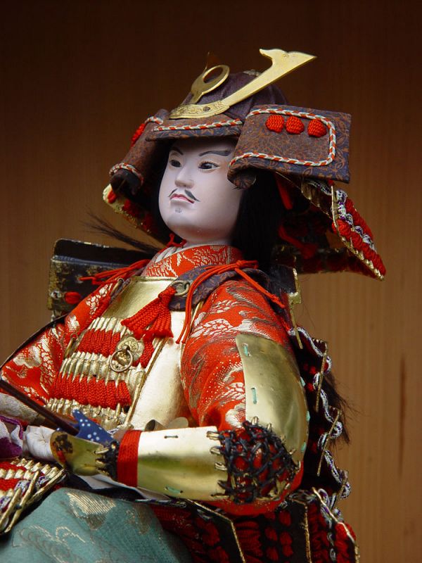 Large Antique Japanese Doll, Samurai on White Horse