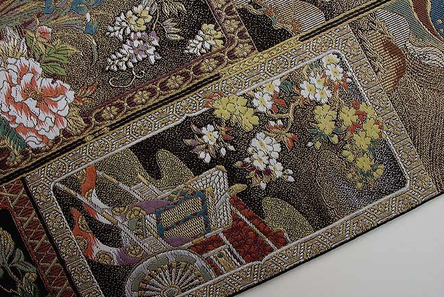 Japanese Gold Obi, Tsuzure-ori, Tapestry Weave