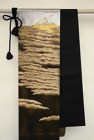 Japanese Black Obi, Mt. Fuji, Golden Clouds, Wall Decor