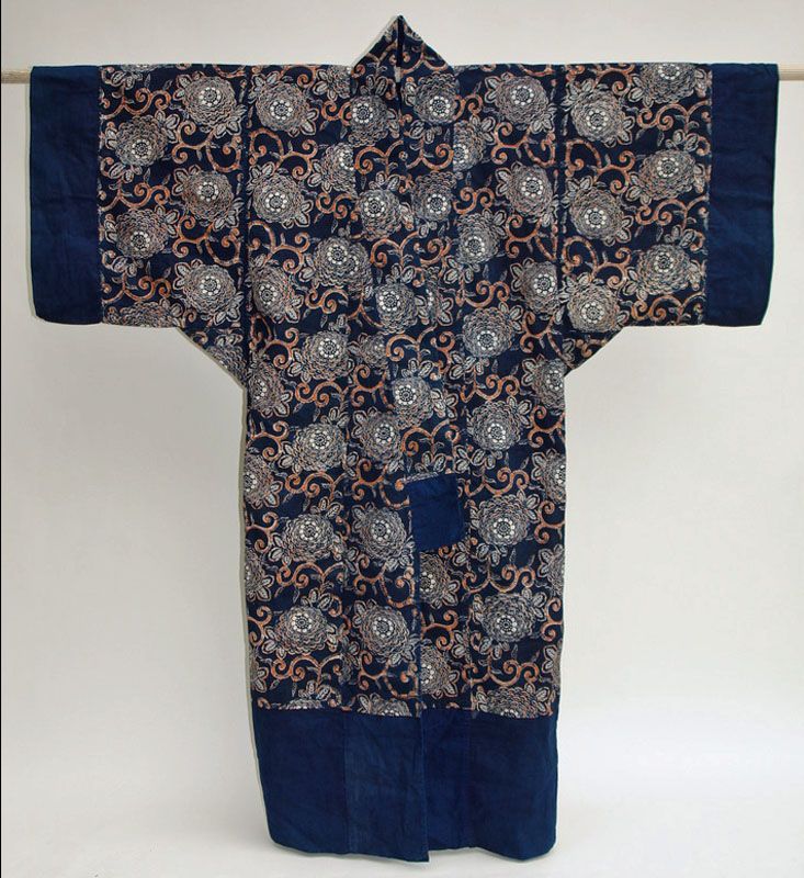 Japanese Yogi, Kimono Shape Bed Conforter, Katazome Aizome Dye