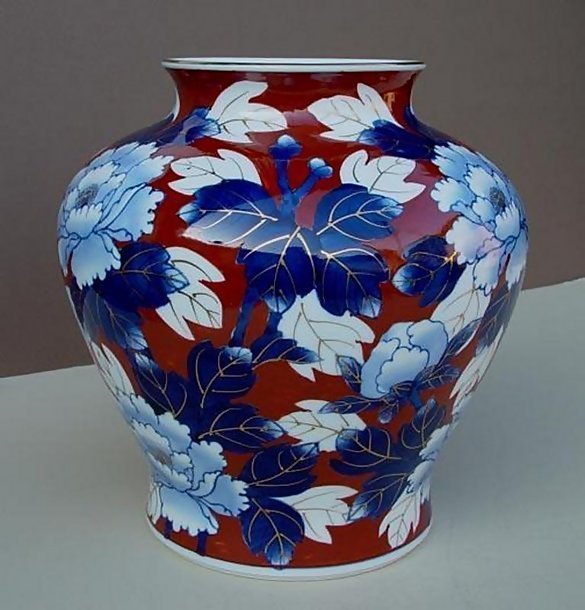 Large Japanese Arita Vase, Old Fukagawa-yaki Style