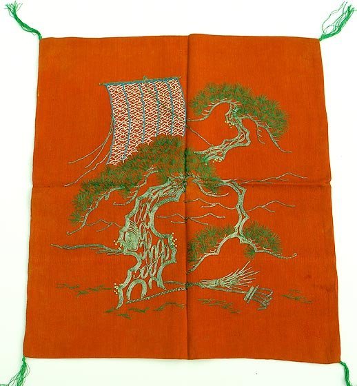 Japanese Fukusa Gift Cover, Pine Tree in Takasago