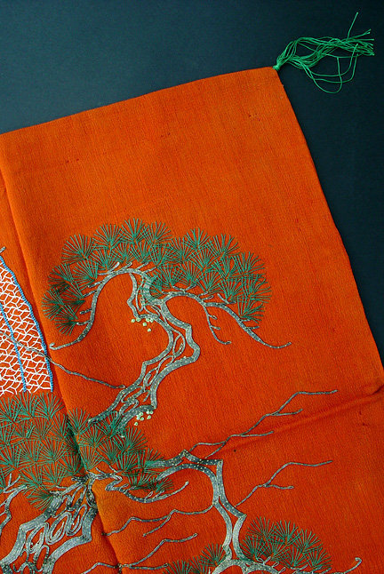 Japanese Fukusa Gift Cover, Pine Tree in Takasago