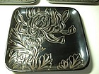 Japanese Urushi Lacquer Plates with Chrysanthemums