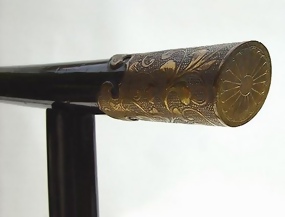 Antique Japanese Lacquer Towel Rack with chrysanthemum Crest