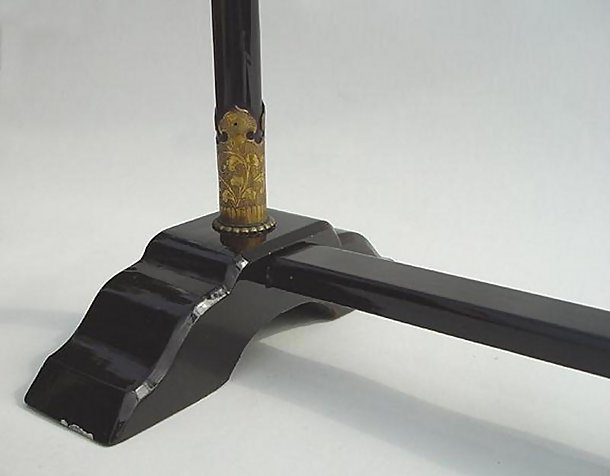 Antique Japanese Lacquer Towel Rack with chrysanthemum Crest