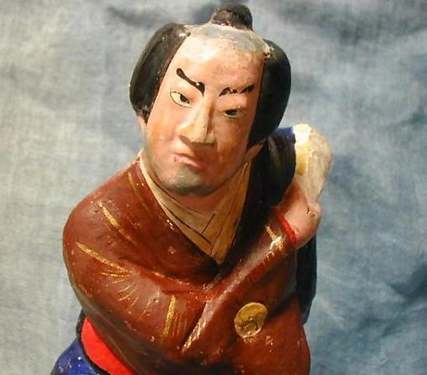 Japanese Clay Doll - Kabuki Samurai