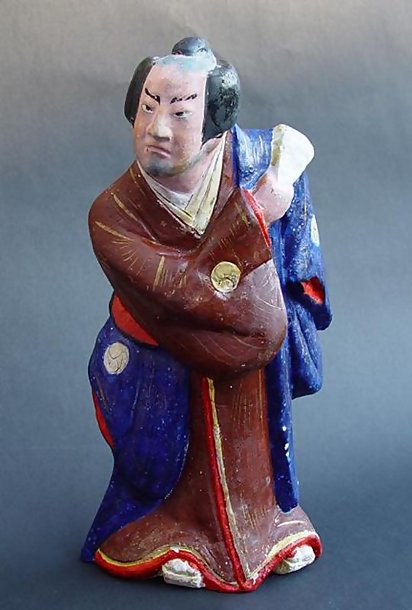 Japanese Clay Doll - Kabuki Samurai