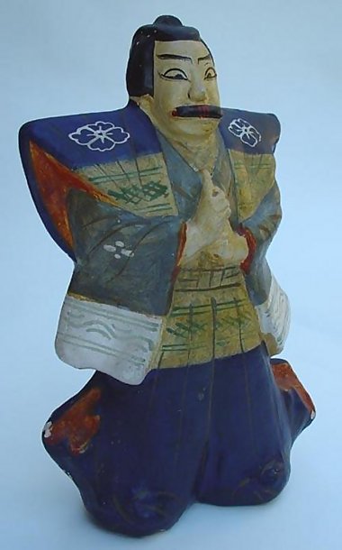 Japanese Clay Doll Folk Art, Villain from Kabuki Play