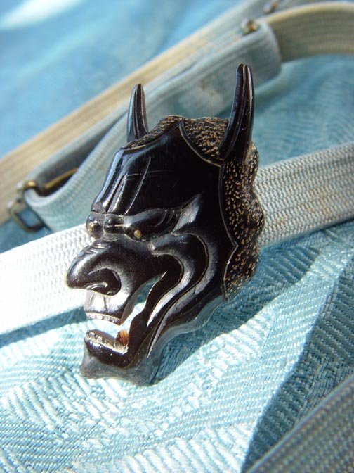 Japanese Obidome Accessory , Noh Hannya Mask