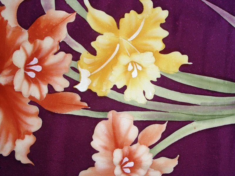 Beautiful Hand Painted Iris on Soft Silk Roll