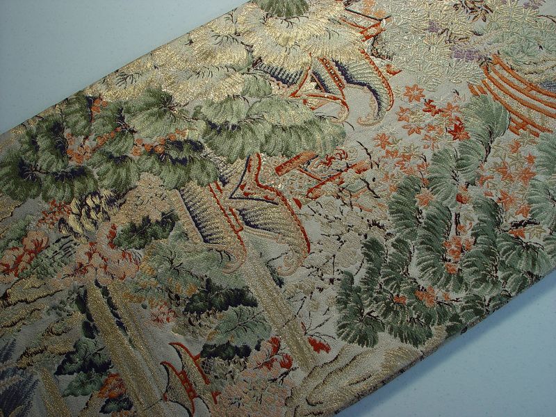 Japanese Silk Obi, View of Kyoto