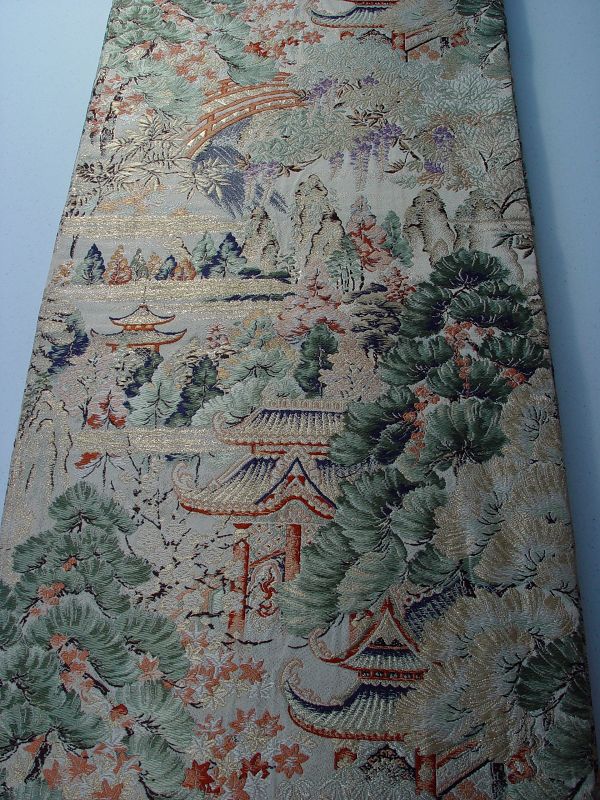 Japanese Silk Obi, View of Kyoto