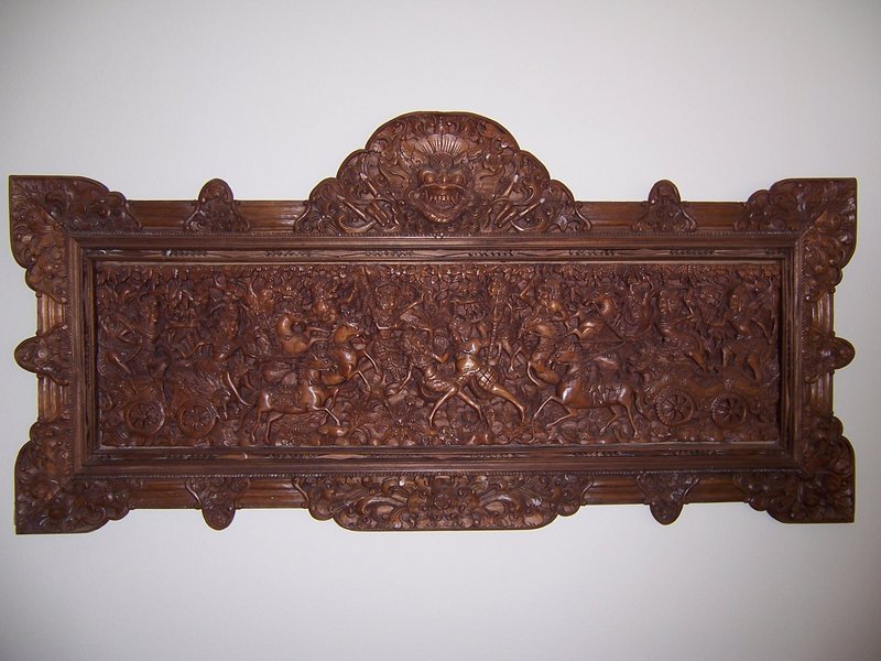 A Massive Indonesian Teak Wood Carved Panel