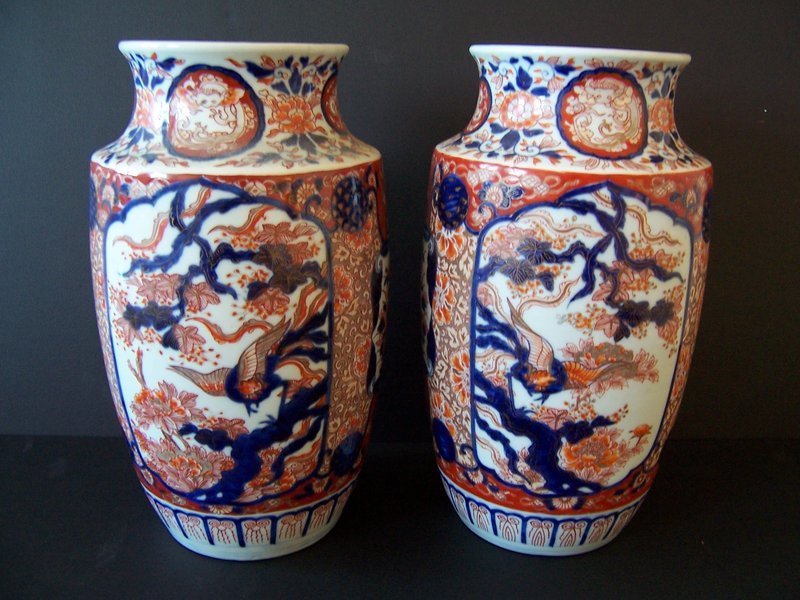 A Large and Regal Pair of Imari Vases, Meiji 1868-1912