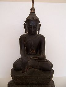 A Fine And Rare Burmese Dry Lacquer Buddha, 19th Cent