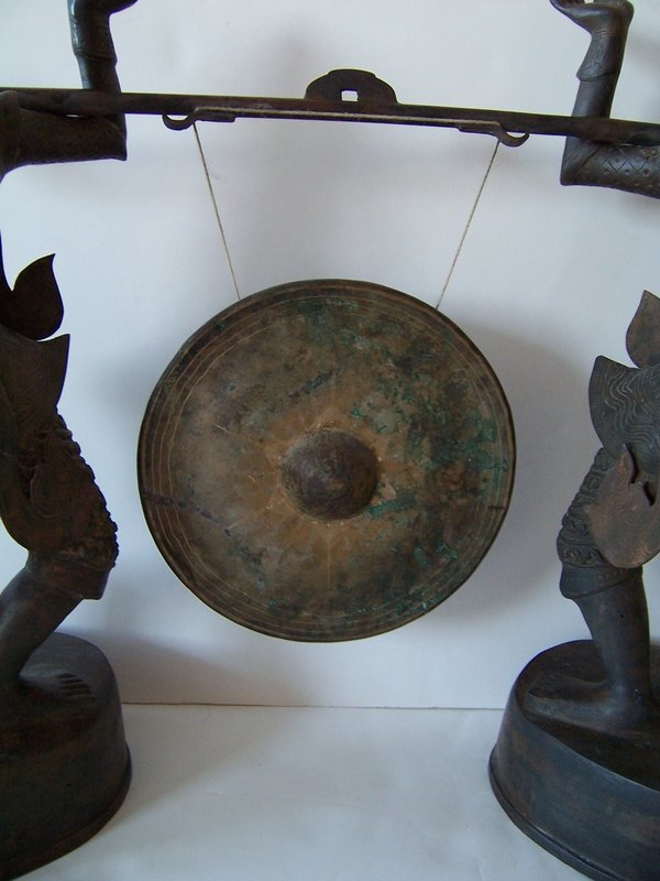 A Fine and Large Pair of  Bronze Burmese Gongsmen