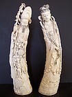 A Fine and Massive Pair of Ivory Carvings, late 19th