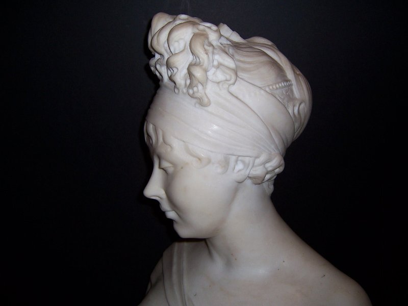 Fine Carved Marble Bust of Madame Recamier, late 19th