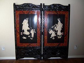 A Large Ivory Inlay Meiji Era (1868-1912) Floor Screen