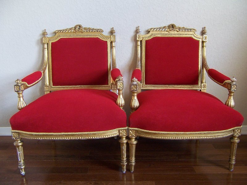 Giltwood Fauteuils A la Reine, late 19th century