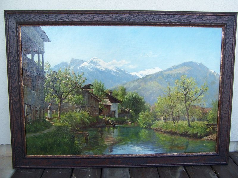 A Stunning Oil on Canvas Vista by August Fischer, dated 1886
