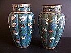 A Large and Early Pair of Japanese Cloisonne Vases