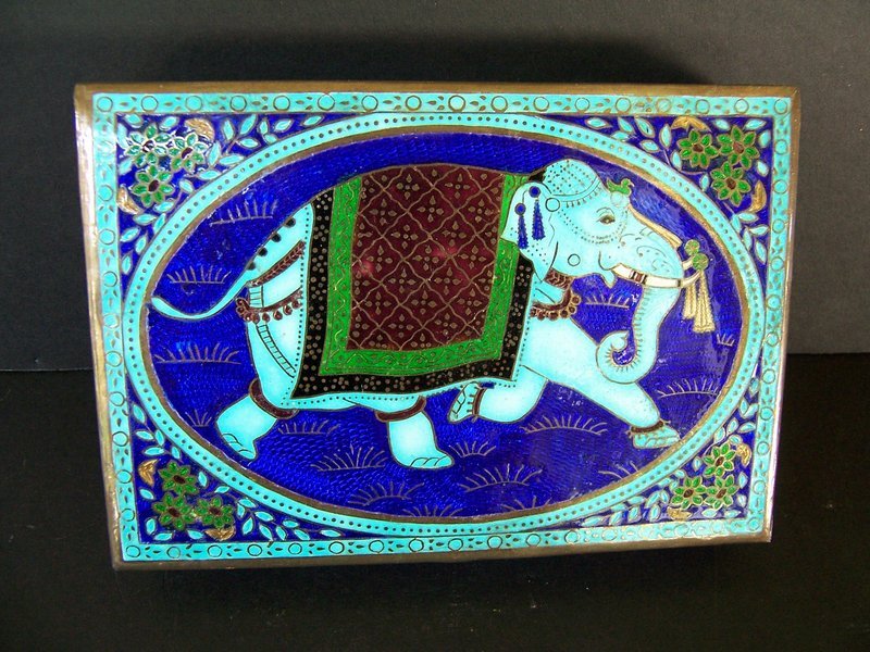 A Very Pretty Enameled Silver Box from Rajasthan