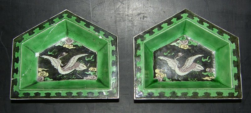 Famille noire biscuit dishes, Kangxi (1662-1722)