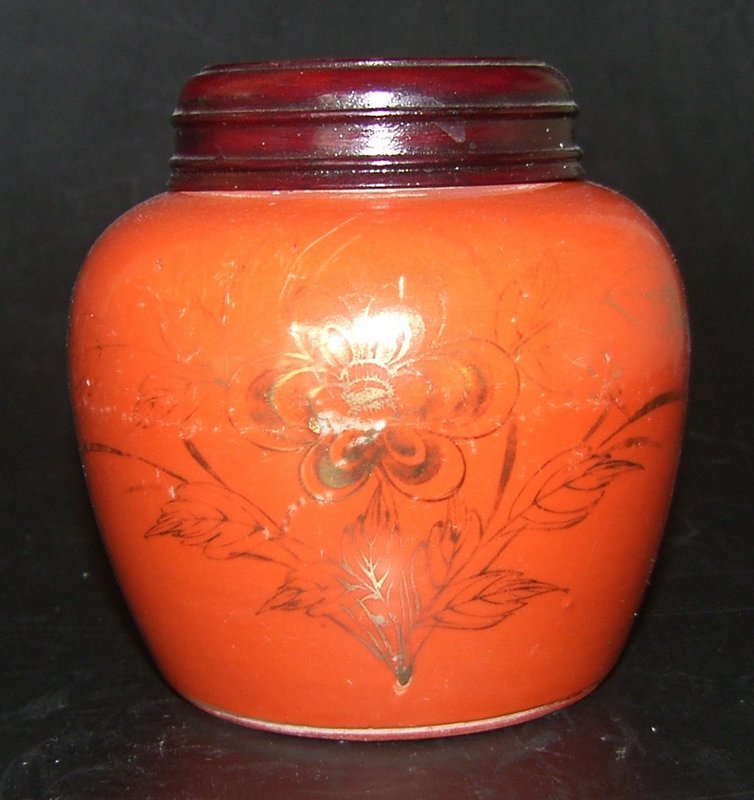 Small coral red jar, Tongzi ( 1862 - 1874 )