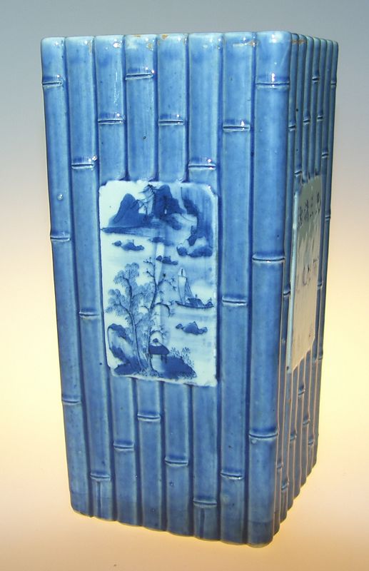 Bamboo style vase with inscriptions, Daoguang period ( 1821 - 1850 )