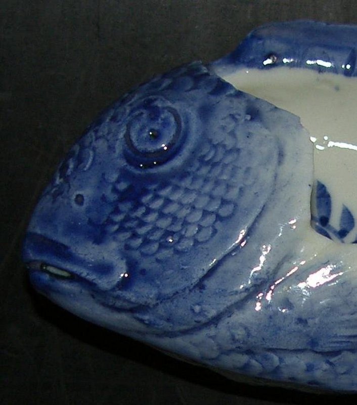 Canton Fish bowl in underglaze blue. 1850 - 1900