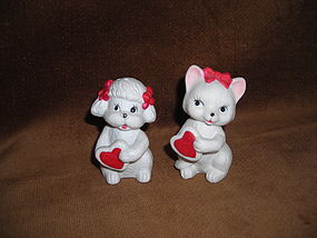 BISQUE SALT & PEPPER SHAKERS CAT AND DOG