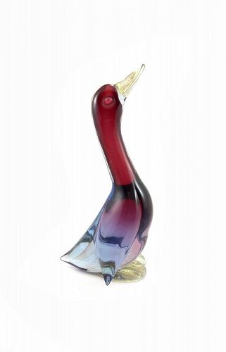 BIG 1950s 60s Murano Art Glass Sommerso Duck SCULPTURE