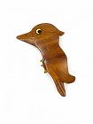 HUGE 1940s Handmade Carved & Painted Wood Whimsical BIRD Brooch PIN