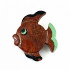 WHIMSICAL Vintage 1940s Carved & Painted Friendly Fish Brooch PIN