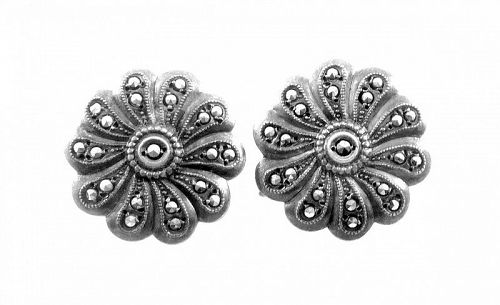 LOVELY Vintage 1920s 30s Art Deco Sterling and Marcasite EARRINGS