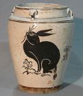 Rare paire of Cizhou jars show 2 rabbits.Ming Périod