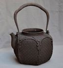 Tetsubin. Iron cast japanese teapot elegant design of Mon