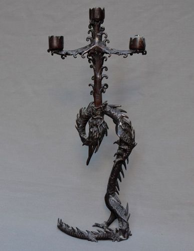 Rare Crucifix-Dragon in cast bronze.