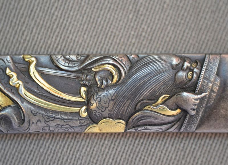 Kozuka shibuichi  and mixed metal. Shoki the daymon hunter