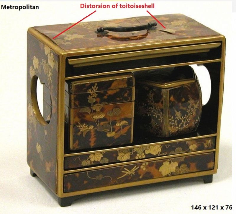 Rare toitoiseshell box of drawers laquered in gold
