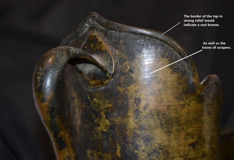 Chinese or Tibetan Monk's cap jug in bronze.