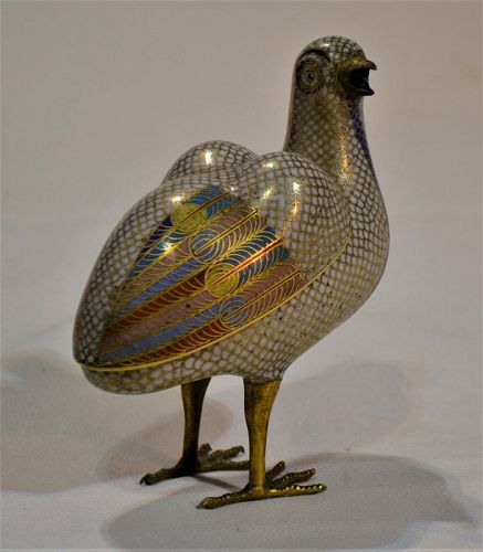 Cloisonné enamel quail. 18th century China.