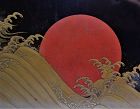Suzuribako Red Sunset on the sea. Roiro gold and red. Japan Edo period
