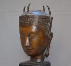 Cast bronze Buddha head Bien Hoa school early 20th