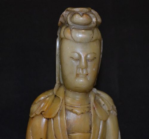 Guan-yin carved in soapstone.